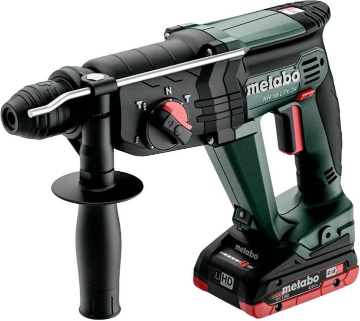 Zusatzhandgriff · Bohrtiefenanschlag · 2 LiHD Akkupacks (18 V/4,0 Ah) · Ladegerät ASC 55 AIR COOLED · metaBOX 165 L