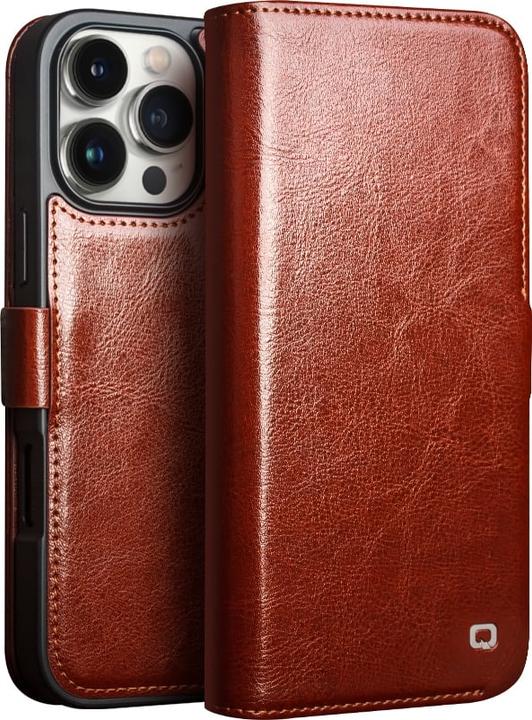 Image du produit QiAlino Fourre Flip cuir véritable avec fermeture magnétique clair (Apple iPhone 16 Pro)