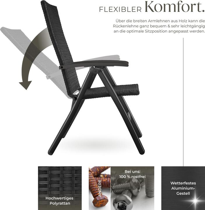 Produktbild tectake Rattanstuhl Melbourne klappbar