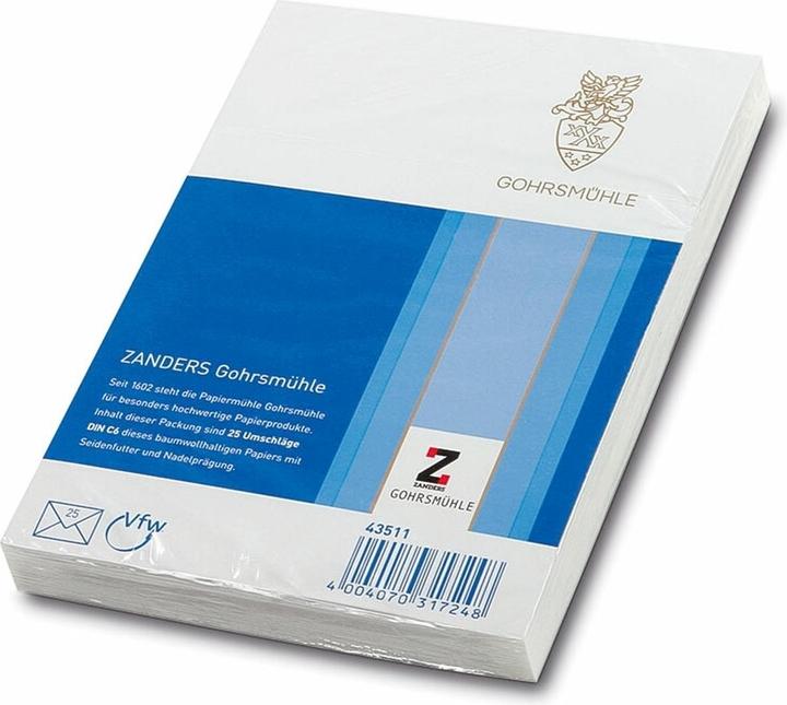 Produktbild Gohrsmühle GOHRSMšHLE Briefumschlag Bankpost, DIN C6, 80 g/qm, hochweiá (C6, 25 x)