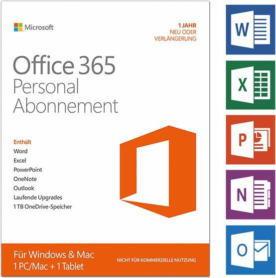 Produktbild Microsoft Office 365 Personal (1 User, 12 Monate)