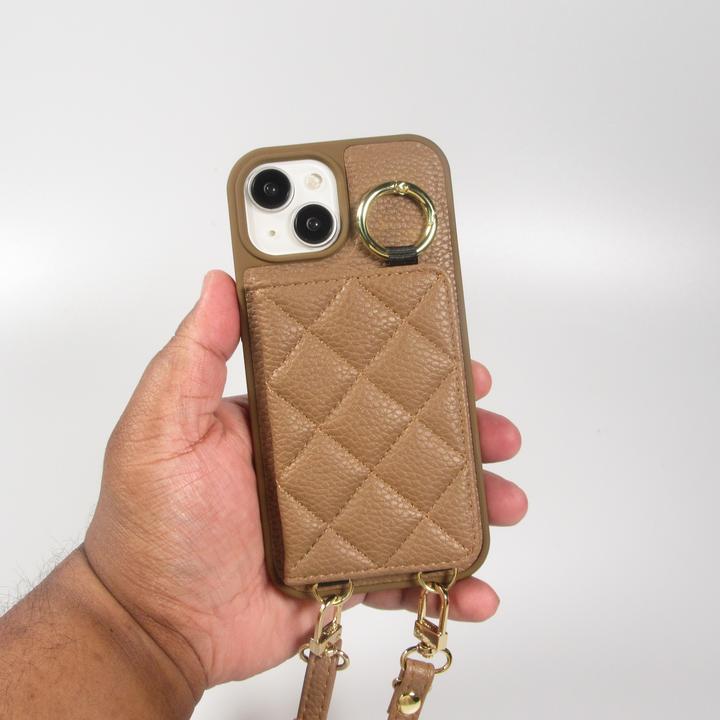 Image du produit PhoneLook Coque Cuir matelassé avec miroir et compartiment carte inclus grande lanière amovible (Apple iPhone 15)