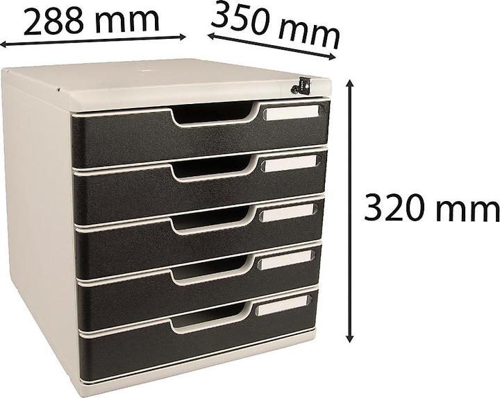 Actual product image Exacompta Drawer box MODULO, size A4+, 5 lockable drawers, closed, recessed grip & labels... (A4+)