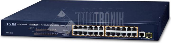 Image du produit Planet FGSW-2511P Commutateur réseau non géré Fast Ethernet (10/100) Power over Ethernet (PoE) 1U B... (24 Ports)