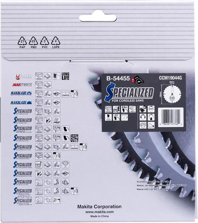 Image du produit Makita Lame de scie circulaire B-54455 190x30 mm CCM19044G Matériau bois