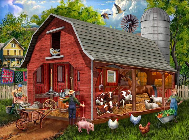Actual product image Sunsout Puzzle 1000 pieces The Old Red Barn (1000 pieces)