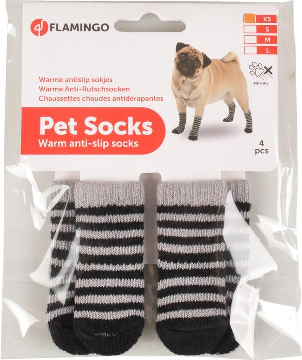 Actual product image Flamingo Pet Socks 4 Pcs/Set S Black/Grey