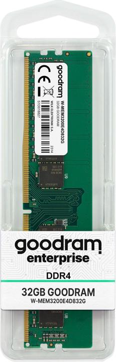 Actual product image Goodram 32GB 3200MHz ECC UDIMM W-MEM3200E4D832G Server Memory (1 x 32GB, 3200 MHz, DDR4-RAM, U-DIMM)