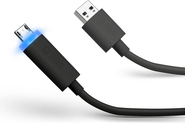 Actual product image SBS Data cable USB 2.0 - Micro USB with LED Light (1 m, USB 2.0)