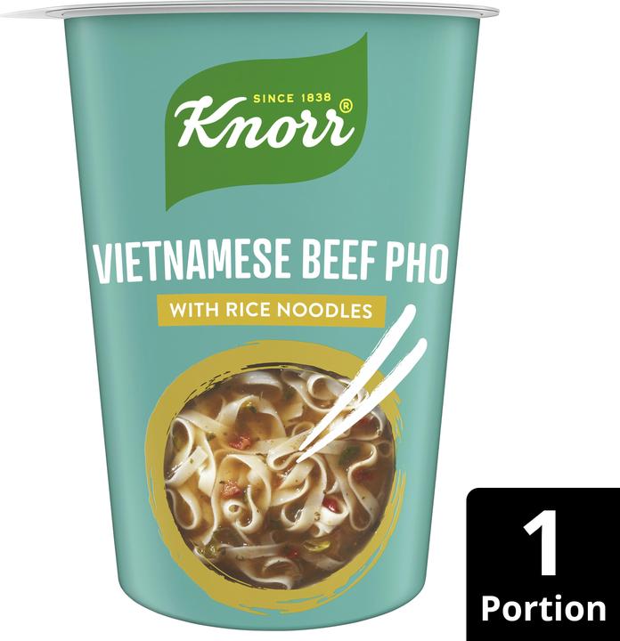 Produktbild Knorr Vietnamese Beef Pho with Rice Noodles Becher, Asiatisch Vietnamesisch Instant Reis Nudeln Snack (60 g)
