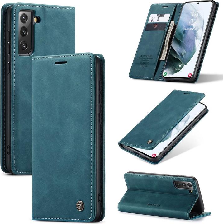 Produktbild König Design Hülle Handy Schutz für Samsung Galaxy S21 Plus Case Flip Cover Tasche Etuis Blau (Samsung Galaxy S21+)
