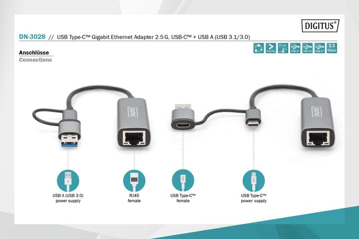 Immagine prodotto Digitus DN-3028 (USB, USB-C, RJ45 2.5 Gigabit Ethernet (1x))
