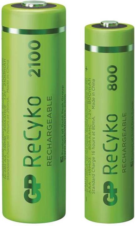 Actual product image GP Batteries ReCyko E111 4-Port USB Charger. + 4xAA 2100mAH + 4x AAA 800mAh (8 pcs., AAA, AA, 2100 mAh, Rechargeable battery)