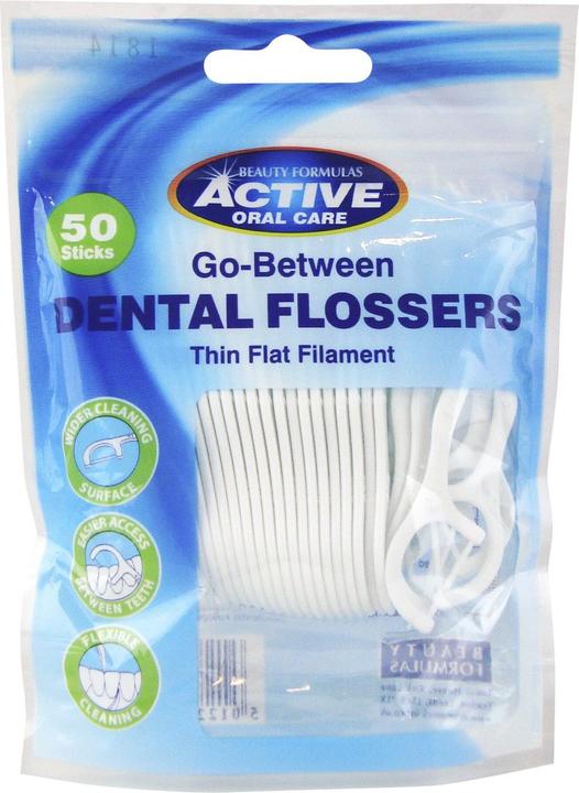 Actual product image Beauty Formulas Active Oral Care - Dental Flossers Thread-Toothpicks In A String Bag 50 Pcs.