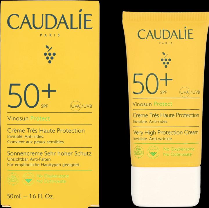Actual product image Caudalie Vinosun Haute Protecting Sun (Suntan cream, SPF 50, 50 ml, 72 g)