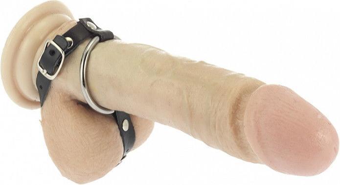 Produktbild Rimba Erotic Fashion ra7422.35 Penisriemen mit Ringen Schwarzes Leder 35mm Metall (3.50 cm)