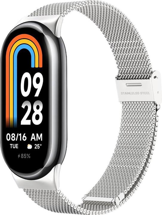 Techsuit - Watchband 15mm (W022) - Xiaomi Mi Band 8 / 8 NFC / 9 / 9 NFC - Silver (Edelstahl)