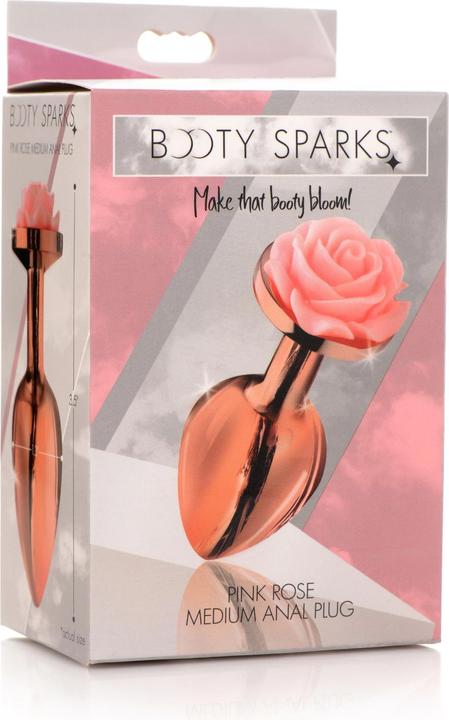 Actual product image XR Brands Pink Rose Butt Plug Rose Gold - Medium