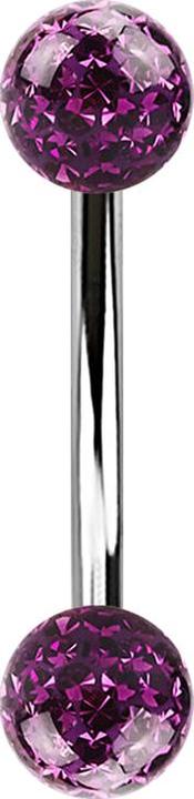 Star Piercing Banane silber mit zwei Kristall Kugeln violett Epoxy Schutzschicht (ohne Messing, Chirurgenstahl 316L)