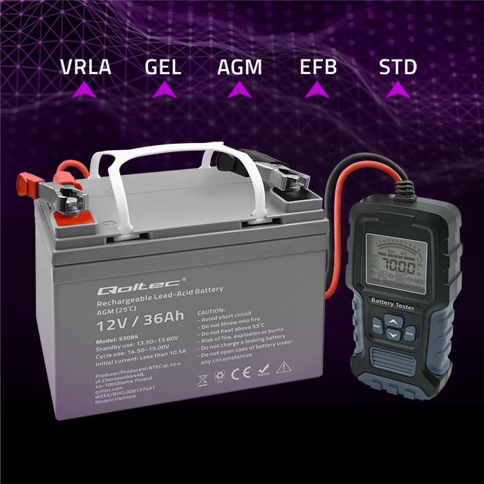 Produktbild Qoltec Digitaler Batterietester mit LCD-Display | 12V | 24V | 3Ah-400Ah