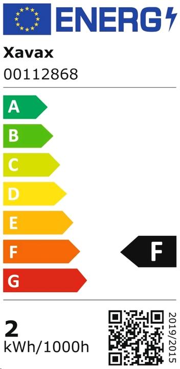 Energy Label Xavax LED lamp, G4, 150lm replaces 16W, pin base lamp, dimmable, warm white (G4, 1.50 W, 150 lm, 1 x, F)