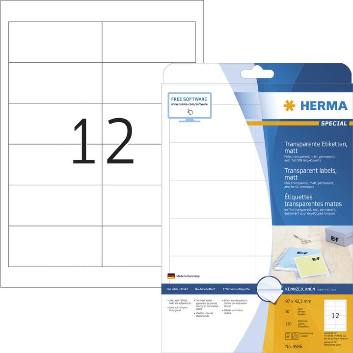 Produktbild HERMA Transparente Etiketten A4