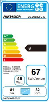 Energy Label Hikvision DS-D5032FC-A - LED monitor - 80 cm (31.5") (1920 x 1080 pixels, 31.50")