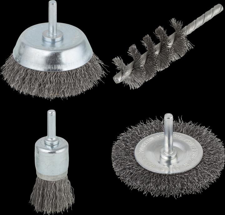 wolfcraft wolfcraft 1 Stahldraht-Bürsten-Set 4-tlg., S=6mm