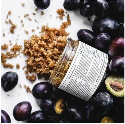 Actual product image Ministerstwo Nourishing Sugar Body Scrub Plum Scented Natural Exfoliating 300g