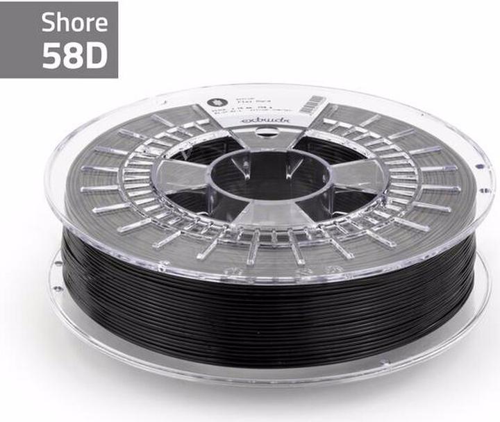 Actual product image Extrudr 3D Filament TPU Flex hard black 1.75mm 750g spool (TPU, 1.75 mm, 750 g, Black)