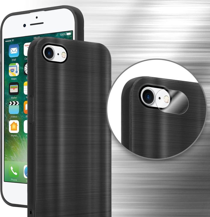 Actual product image Cadorabo Case for Apple iPhone 7 / 7S / 8 / SE 2020 in TPU Brushed Camera Protection LM160 Style (Apple iPhone 7, Apple iPhone SE (2nd Gen))