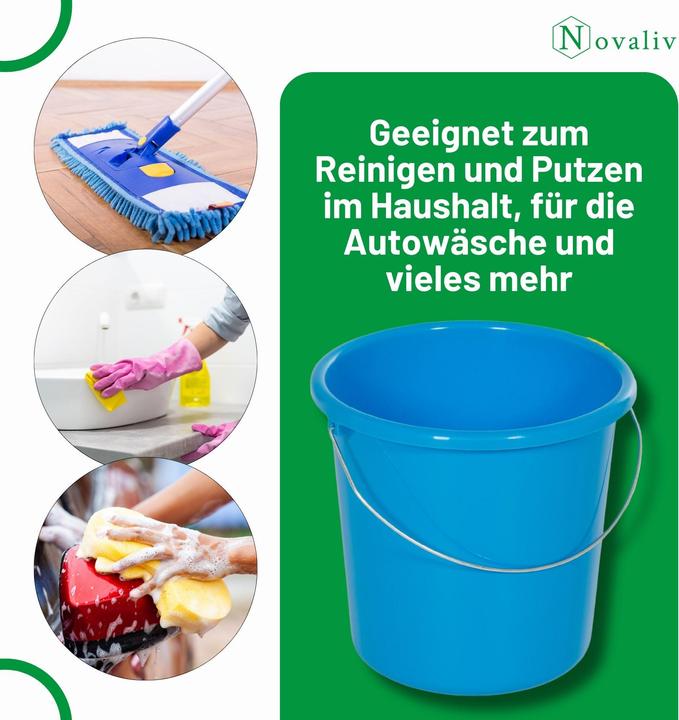 Produktbild Novaliv 20 Stück Eimer 5L Blau mit Masseinteilung - Putzeimer 5 Liter ⌀ 22,5 cm Praktischer (20 Stk.)