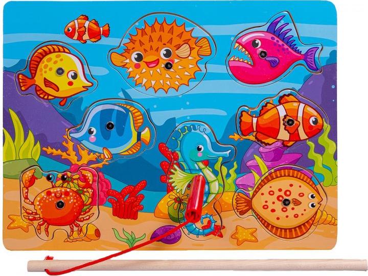 Image du produit Smily Jouez à un puzzle magnétique de pêche en bois (8 pièces)