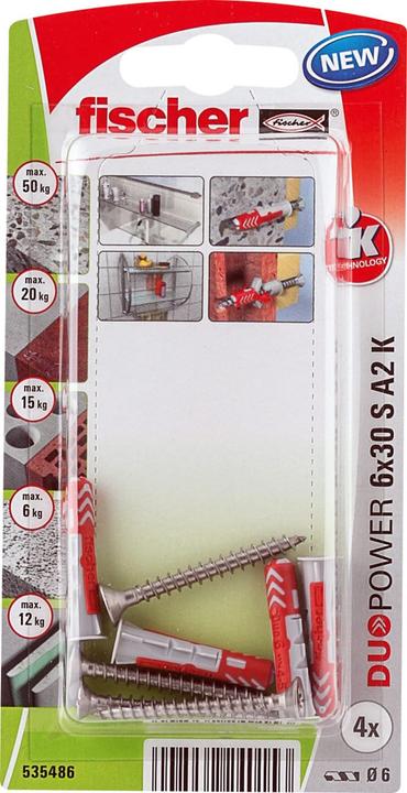 Produktbild Fischer SB Nylondübel Duopower mit Schraube A2 (4 Stk.)