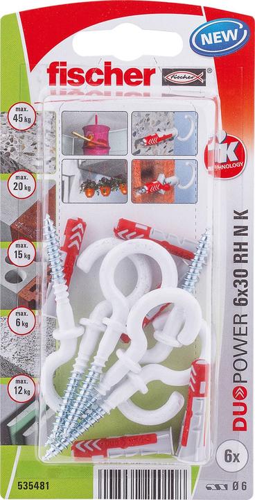 Actual product image Fischer DUOPOWER 6 x 30 with round hooks (6 pcs.)