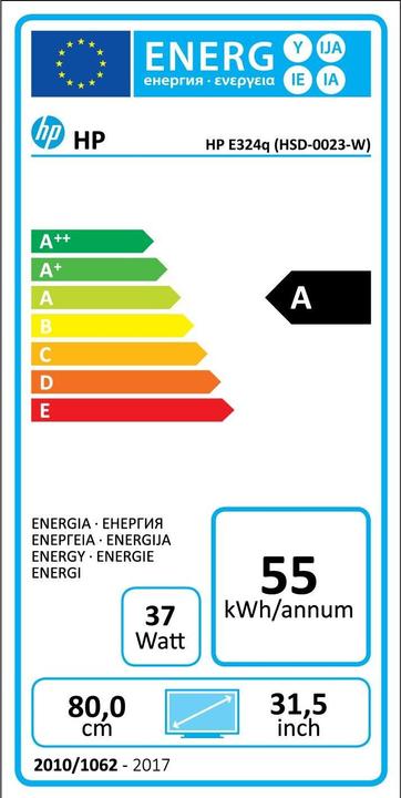 Energy Label HP EliteDisplay E324q (2560 x 1440 pixels, 31.50")