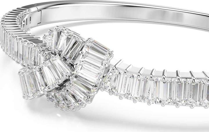 Immagine prodotto Swarovski Matrix Armreif Baguette Schliff Knoten Weiss Rhodiniert (16.50 cm, Metallo Swarovski)