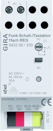Produktbild Gira Funk Schalt-/Tastaktor 1f REG eNet 543300 (Schaltaktor)