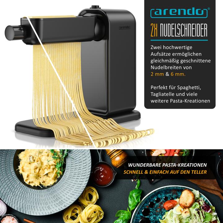 Produktbild Arendo Elektrische Nudelmaschine, Pasta Maker, 5 Stärken, 120 W, Nudelwalze und 2x Pasta-Schneideinsätze