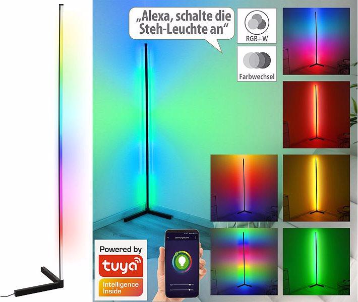 Immagine prodotto Luminea WLAN-LED-Steh-/Eck-Leuchte mit App, 12 Watt, schwarz (750 lm)