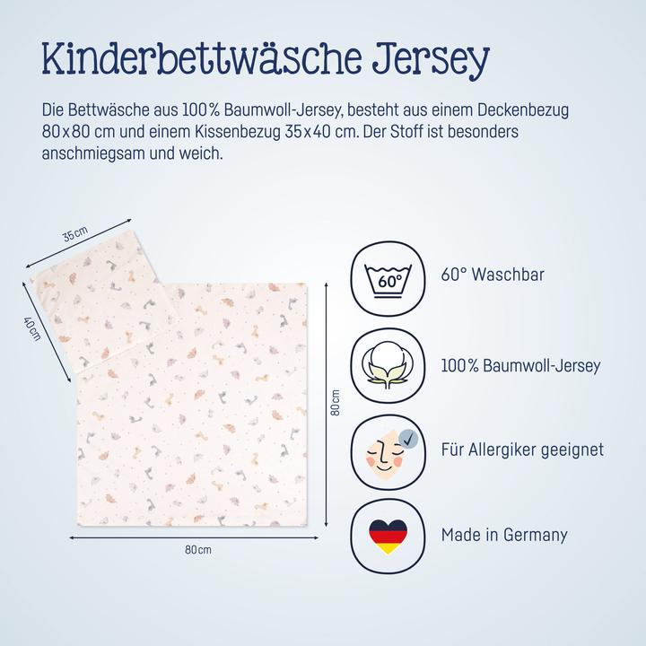 Produktbild Julius Zöllner Jersey Bettwäsche - 100/135+40/60 - Little Dinos