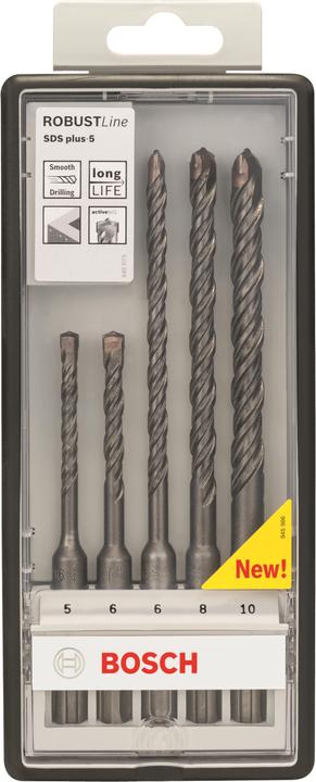 Produktbild Bosch Professional Zubehör SDS plus-5 Hammerbohrer-Set, Robust Line, 5-tlg., 5–10 mm (8 mm, 10 mm, 5 mm, 6 mm)