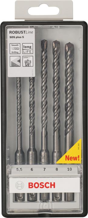 Produktbild Bosch Professional Zubehör SDS plus-5 Hammerbohrer-Set, Robust Line, 5-tlg., 5,5–10 mm (5.5 mm, 6 mm, 7 mm, 8 mm, 10 mm)