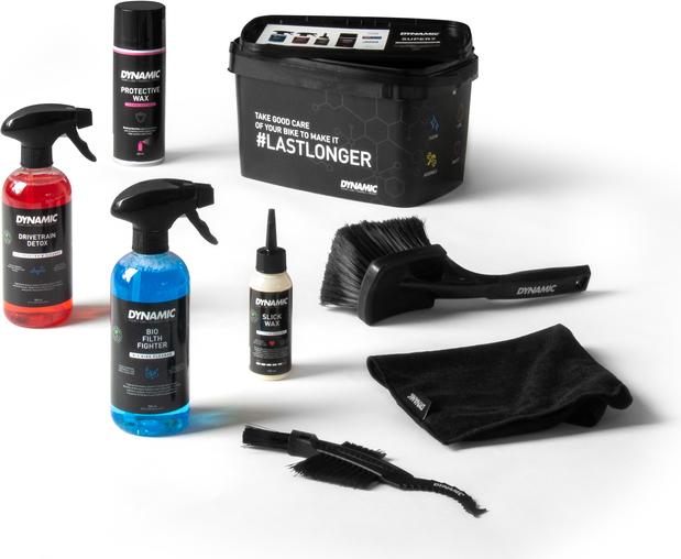Dynamic Bike Care Super 7 (1000 ml, Microfasertuch, Bürste, Fahrradreiniger, Pflegeset, Kettenöl)