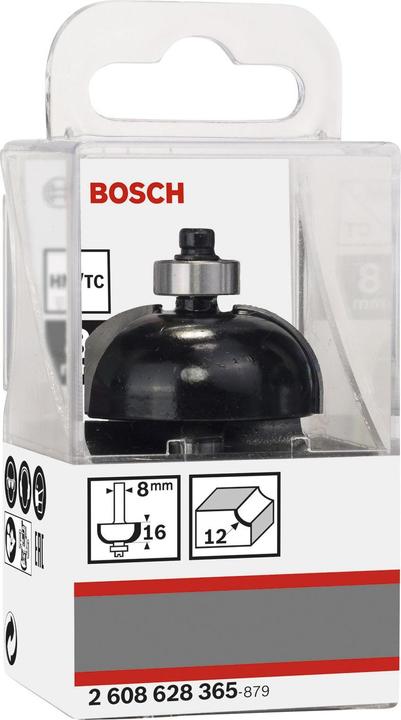 Produktbild Bosch Professional Zubehör Hohlkehlenfräser, 8 mm, R1 12 mm, D 36,7 mm, L 16 mm, G 58 mm