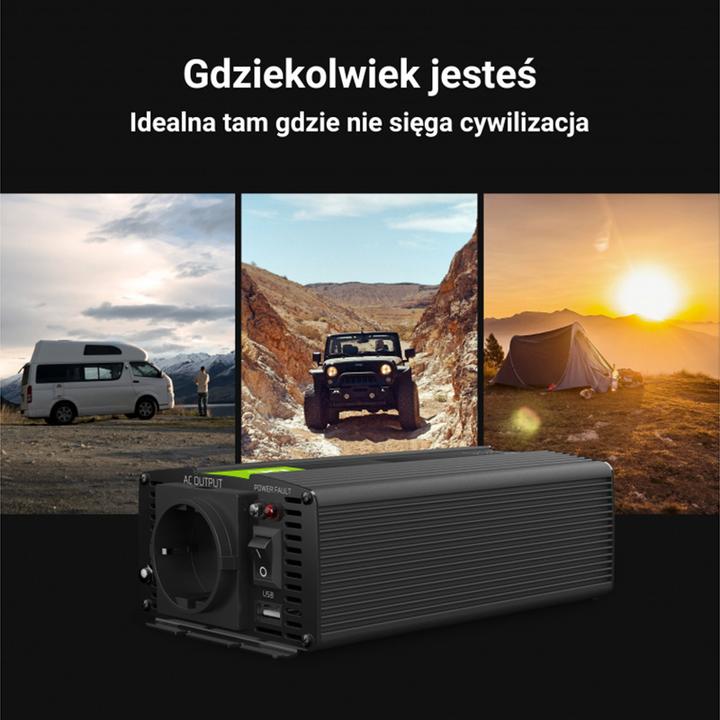 Productafbeelding GreenCell Spanning Auto Omvormer 24V tot 230V 1000W Full Sine Wave