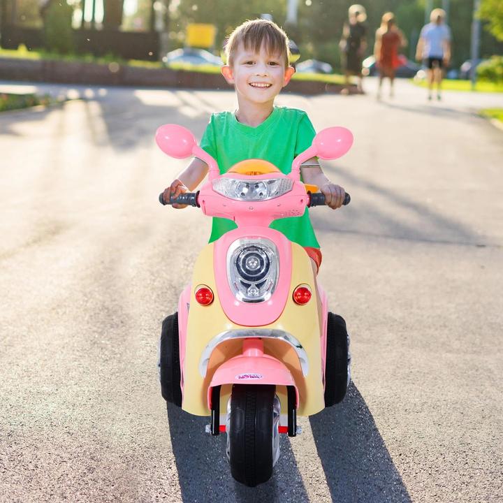 Immagine prodotto Homcom Triciclo elettrico per bambini, 6V, metallo+PP, 108x51x75cm Rosa+Giallo