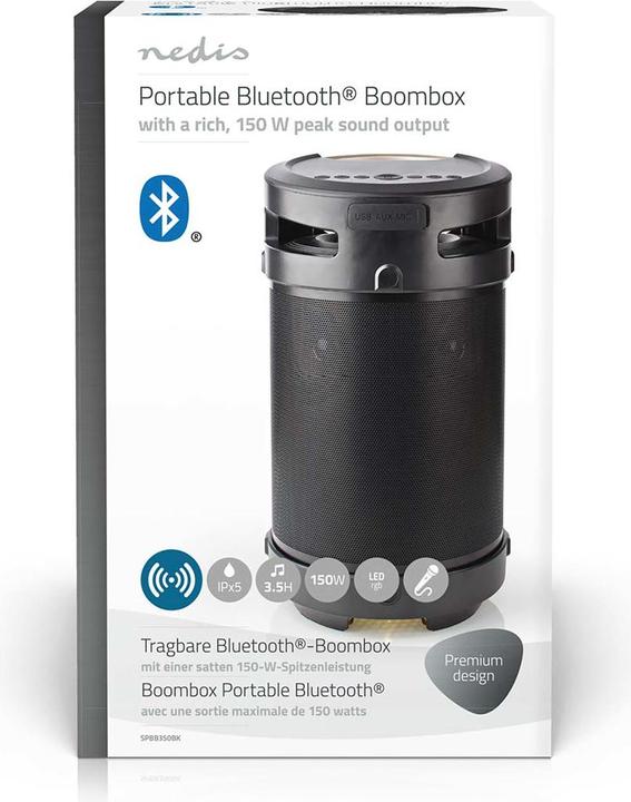 Actual product image Nedis SPBB-350 Bluetooth Party Speaker (3.50 h, Rechargeable battery operated)