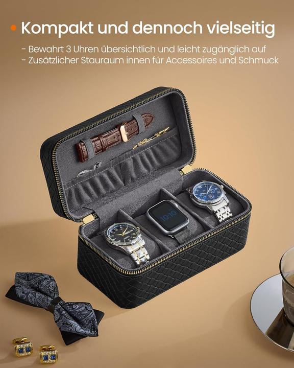 Produktbild Songmics Uhren Aufbewahrung Box für 3 Uhren Grau