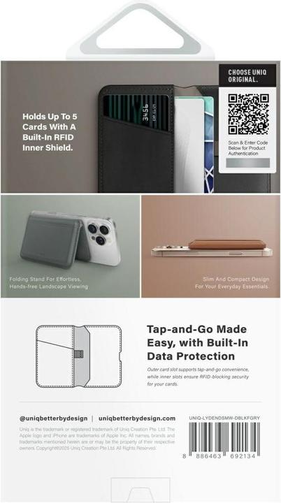 Actual product image Uniq Lyden DS RFID Magnetic Wallet with Phone Stand - Black